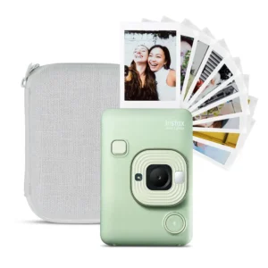 KIT INSTAX MINI LIPLAY - Instax Mini Liplay Verde + Intax Case Mini Link Blanco
